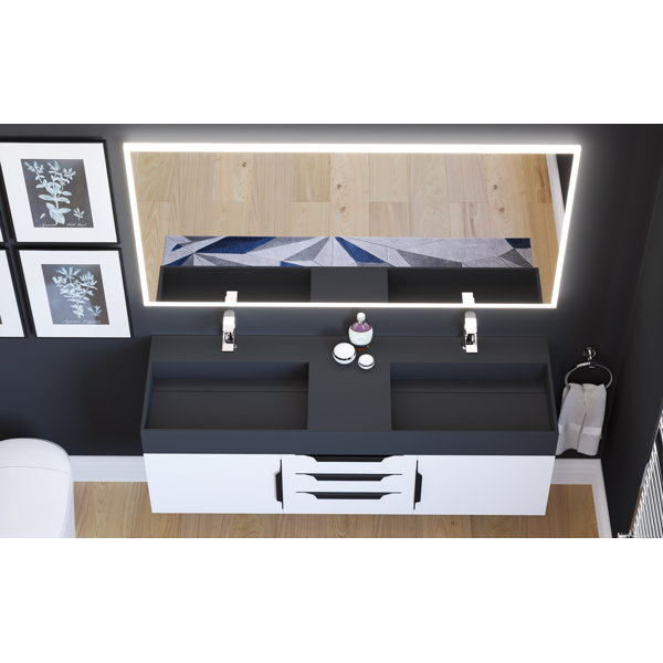 Orren Ellis Jessalyn 60" x 30" Voice Control Smart LED Light Bathroom